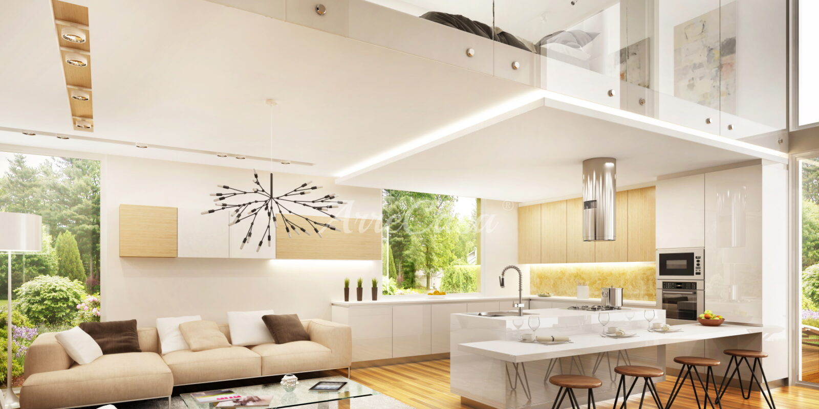 Luxury open plan living and kitchen